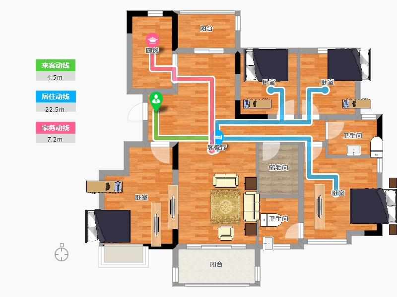 陕西省-西安市-里城柳岸十里-105.61-户型库-动静线