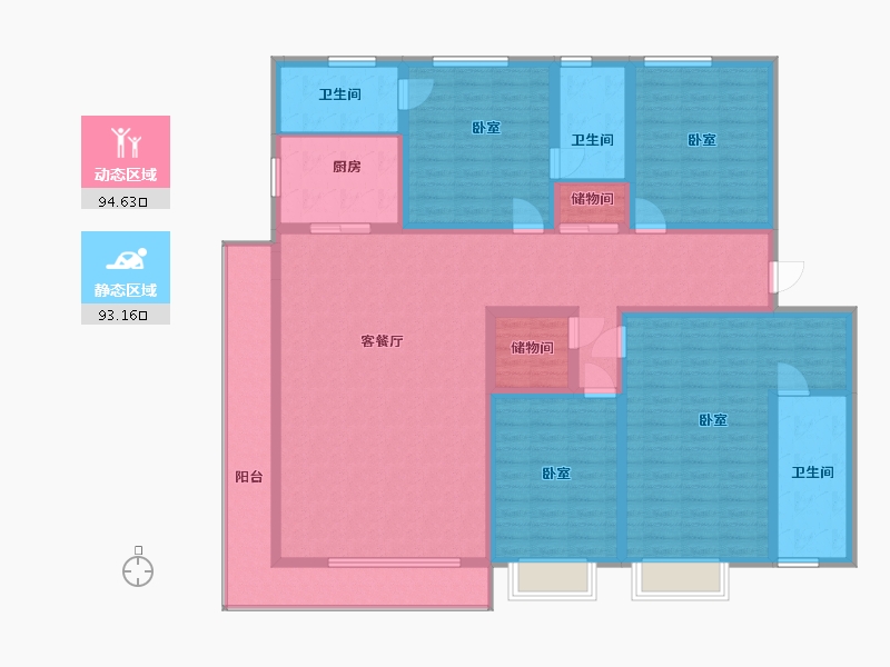 陕西省-西安市-西安麓湖半岛-167.91-户型库-动静分区