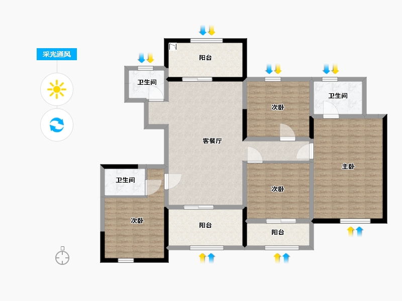 陕西省-西安市-德杰国际城-132.01-户型库-采光通风