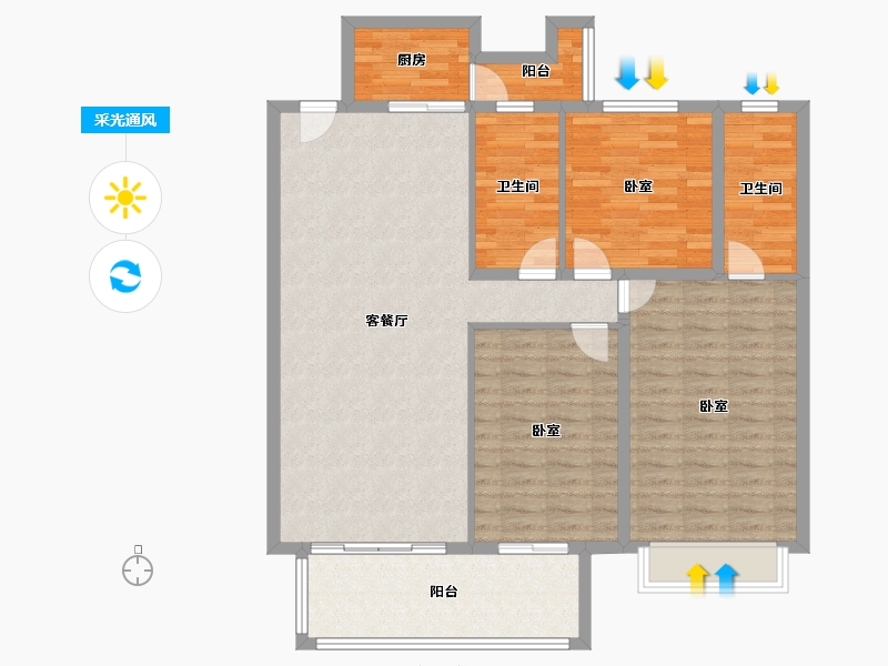 贵州省-遵义市-龙泉壹号-115.39-户型库-采光通风