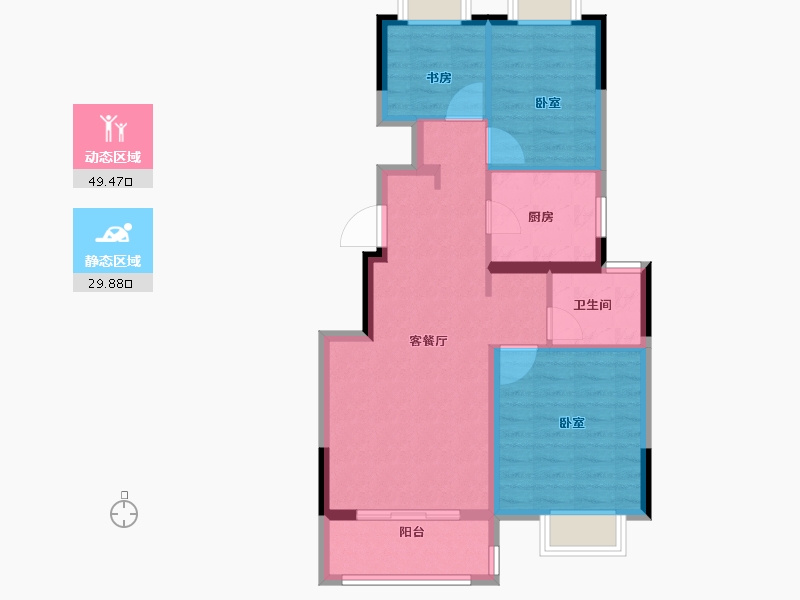 江苏省-南京市-花样年家天下-71.05-户型库-动静分区