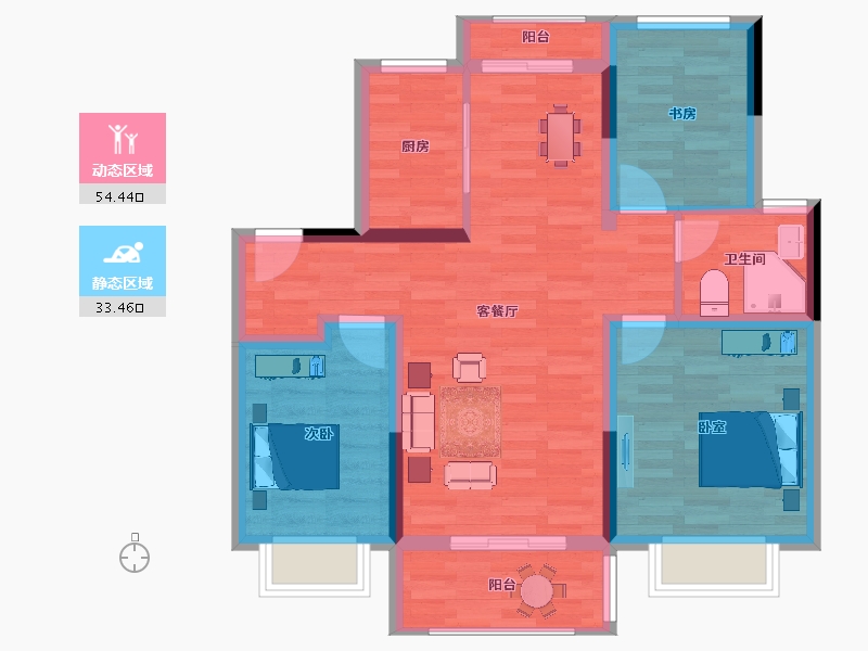 江苏省-南京市-中建熙元府-78.20-户型库-动静分区