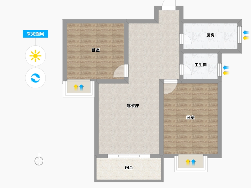 陕西省-渭南市-金星名座-67.80-户型库-采光通风