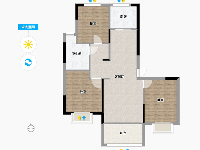 江苏省-无锡市-碧桂园金茂悦山-84.28-户型库-采光通风