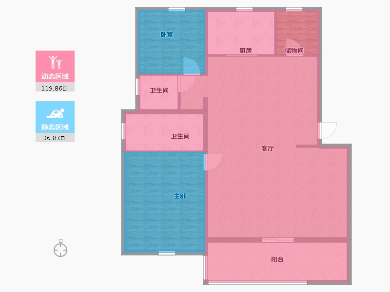 陕西省-西安市-陕建沣渭壹号院-144.00-户型库-动静分区