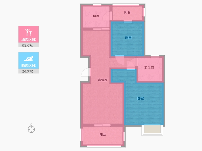 陕西省-汉中市-天骄佳园二期-69.26-户型库-动静分区