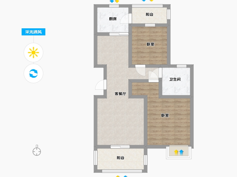 陕西省-汉中市-天骄佳园二期-69.26-户型库-采光通风