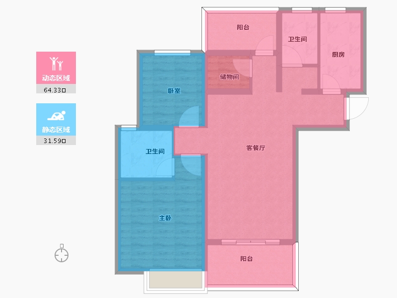 江苏省-南京市-电建地产海赋尚城-84.99-户型库-动静分区