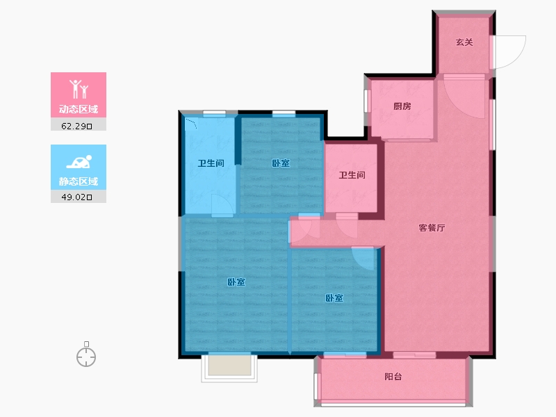 江苏省-无锡市-华侨城运河湾-100.45-户型库-动静分区