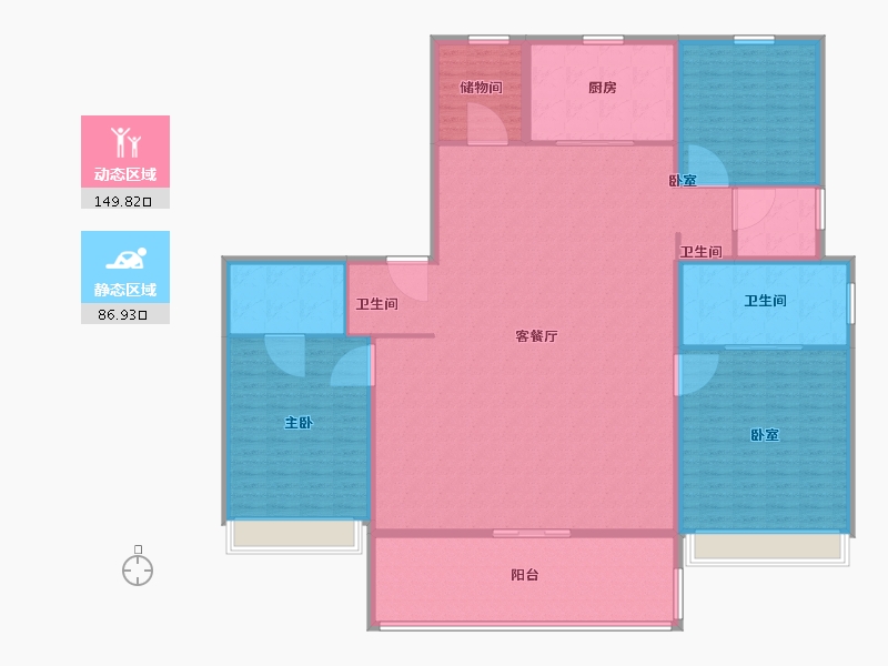 陕西省-西安市-陕建沣渭壹号院-220.00-户型库-动静分区