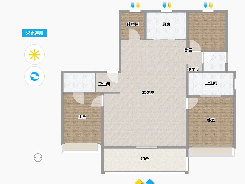 陕西省-西安市-陕建沣渭壹号院-220.00-户型库-采光通风