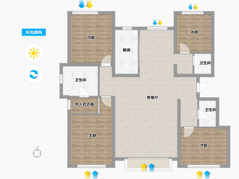 黑龙江省-大庆市-华溪龙城三期-124.58-户型库-采光通风