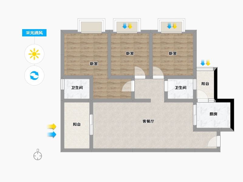 四川省-宜宾市-东燊长寿锦城-82.11-户型库-采光通风