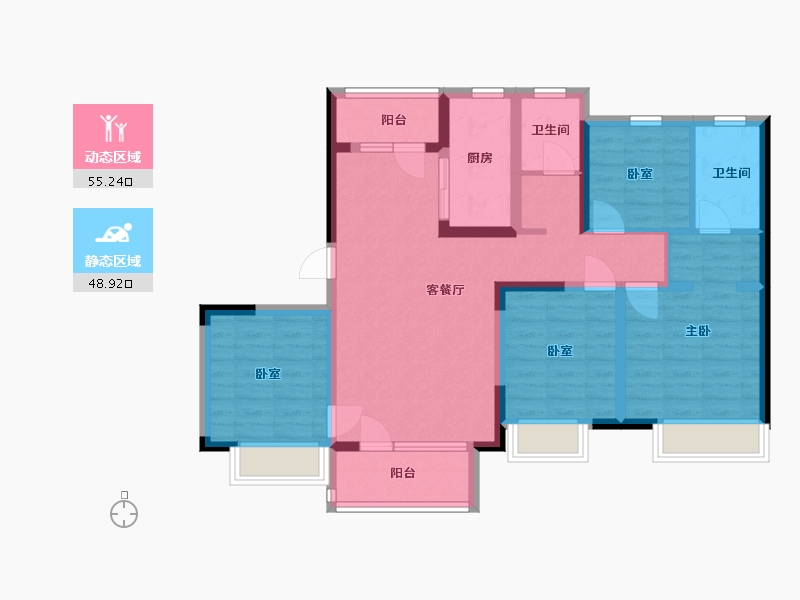 江苏省-无锡市-招商公园1872-91.32-户型库-动静分区