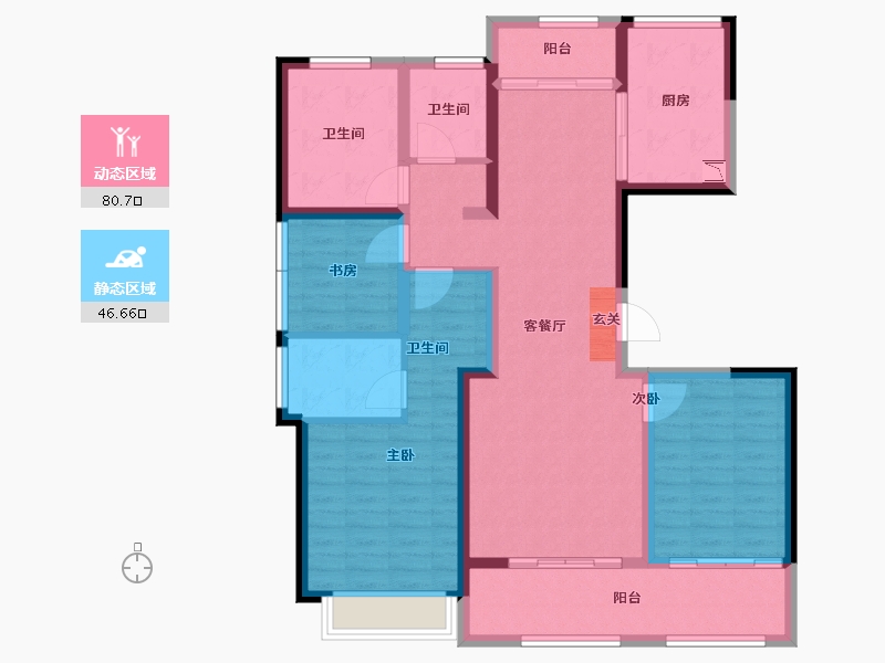 陕西省-西安市-绿城西安全运村-113.74-户型库-动静分区