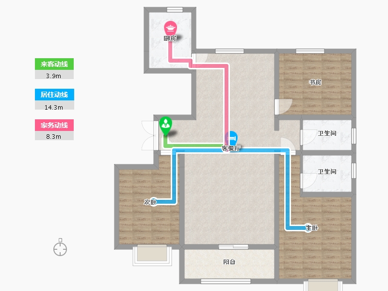 陕西省-西安市-宇林·水岸名邸-110.44-户型库-动静线