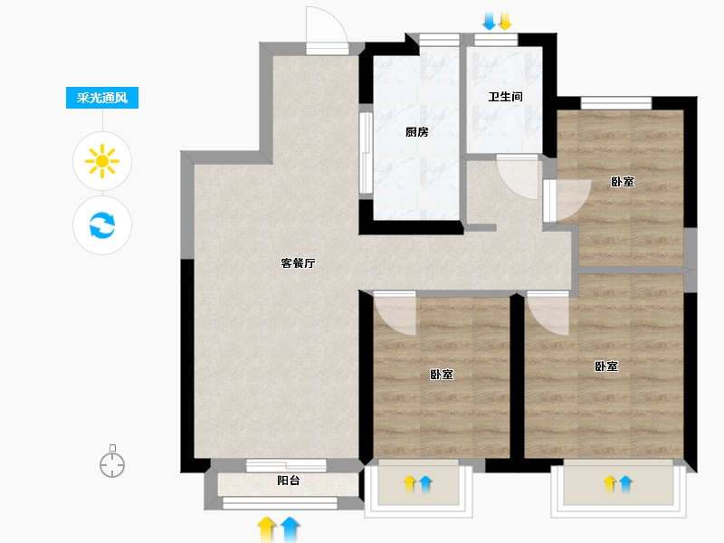 江苏省-无锡市-招商公园1872-60.40-户型库-采光通风