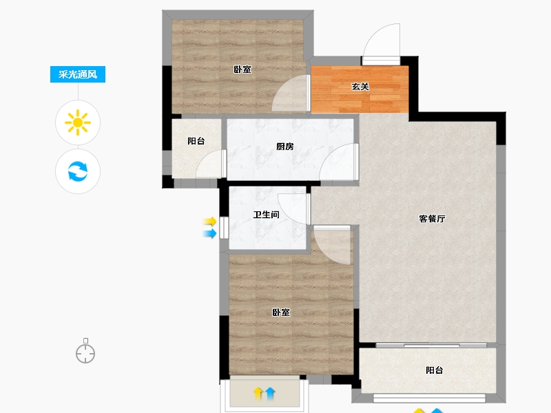 江苏省-南京市-欧洲城玖禧澜湾-63.00-户型库-采光通风