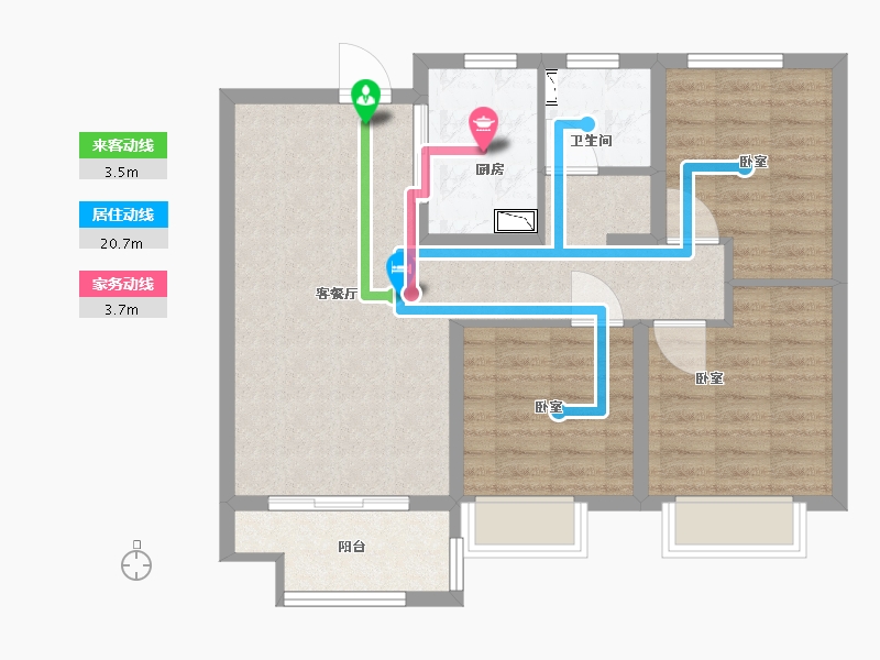 江苏省-无锡市-无锡公园悦府-77.00-户型库-动静线