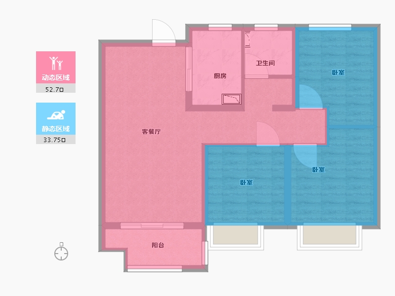 江苏省-无锡市-无锡公园悦府-77.00-户型库-动静分区