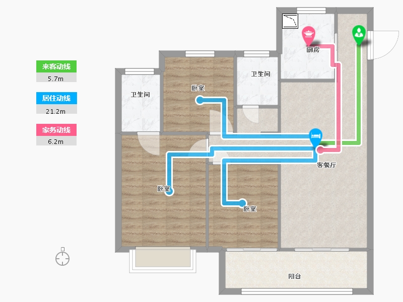 江苏省-无锡市-太湖雍华府-90.57-户型库-动静线