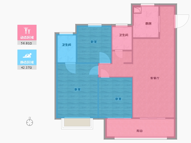 江苏省-无锡市-太湖雍华府-90.57-户型库-动静分区