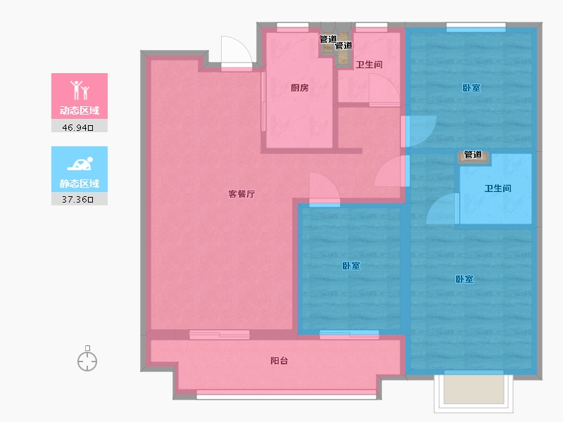 山西省-太原市-海唐金洲-75.45-户型库-动静分区