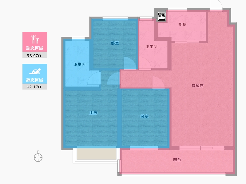 江苏省-无锡市-无锡融创壹号院-89.52-户型库-动静分区