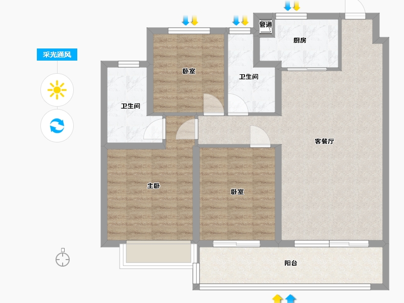 江苏省-无锡市-无锡融创壹号院-89.52-户型库-采光通风