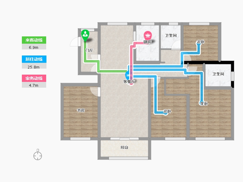 黑龙江省-牡丹江市-滨江壹號-117.93-户型库-动静线