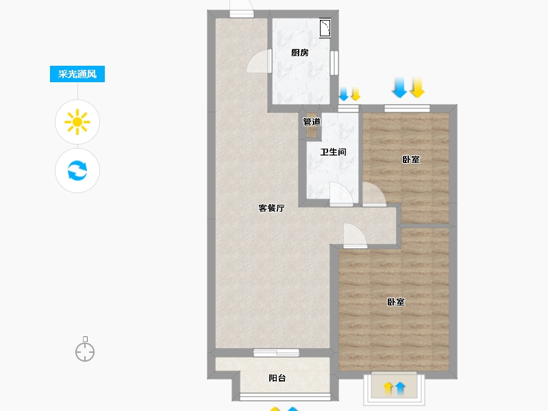 山西省-太原市-太原宝能城-68.00-户型库-采光通风