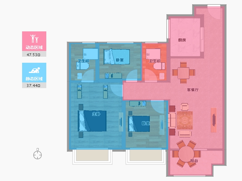 江苏省-南京市-中骏东原璟阅-75.99-户型库-动静分区