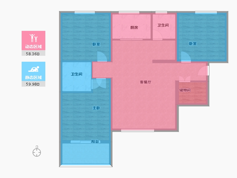 陕西省-渭南市-高新时代新城-106.77-户型库-动静分区