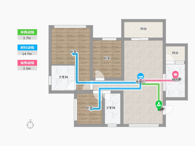 四川省-南充市-鸿通檀府-75.14-户型库-动静线