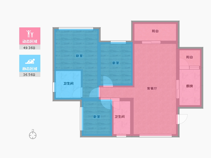 四川省-南充市-鸿通檀府-75.14-户型库-动静分区