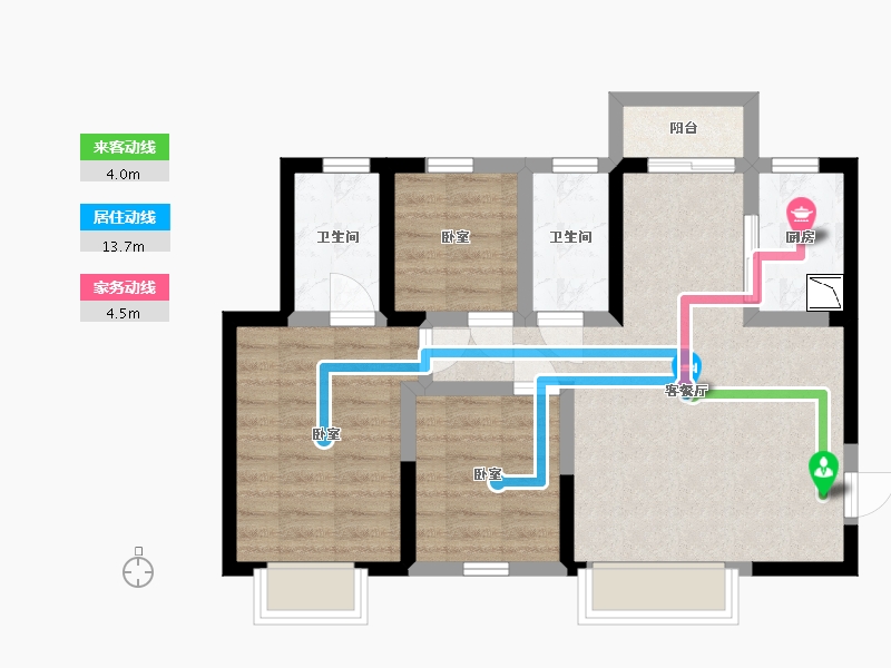 陕西省-西安市-隆源国际城YUE公园-65.25-户型库-动静线