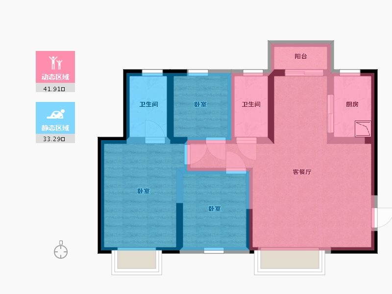 陕西省-西安市-隆源国际城YUE公园-65.25-户型库-动静分区