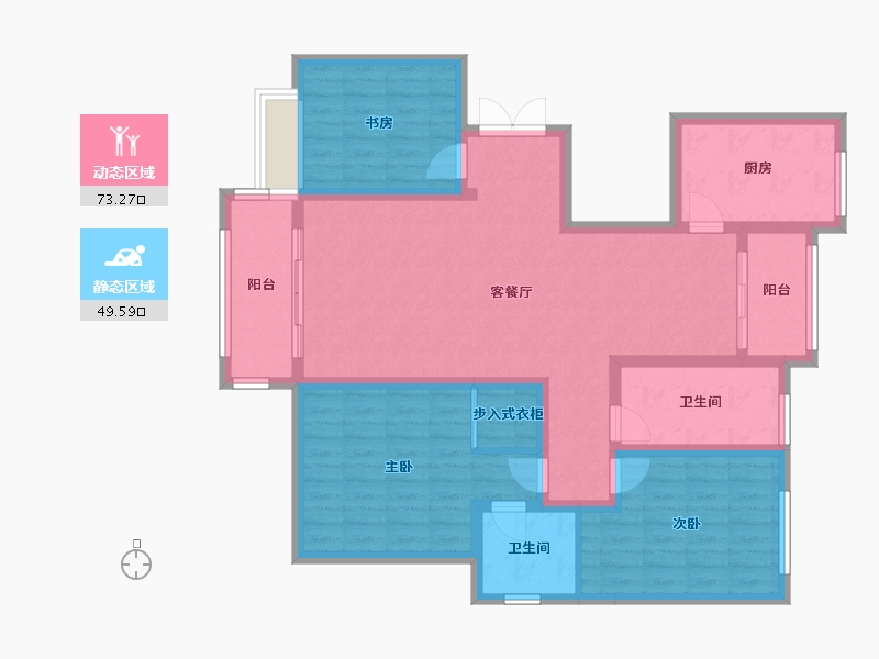 陕西省-榆林市-中央公园(三期)-109.57-户型库-动静分区