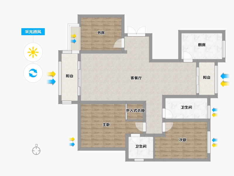 陕西省-榆林市-中央公园(三期)-109.57-户型库-采光通风