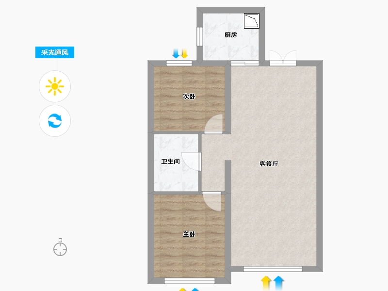 黑龙江省-大庆市-汇龙·玖玺首府-63.76-户型库-采光通风