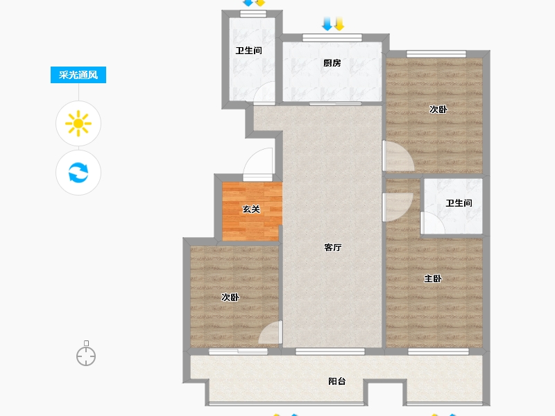 江苏省-徐州市-荣华棠玥府-98.00-户型库-采光通风