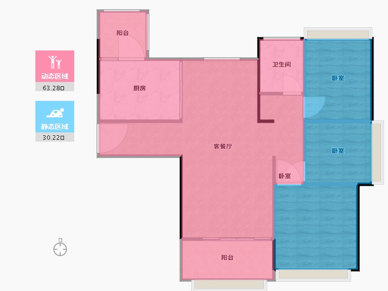 江苏省-南京市-恒大湖山半岛-88.00-户型库-动静分区