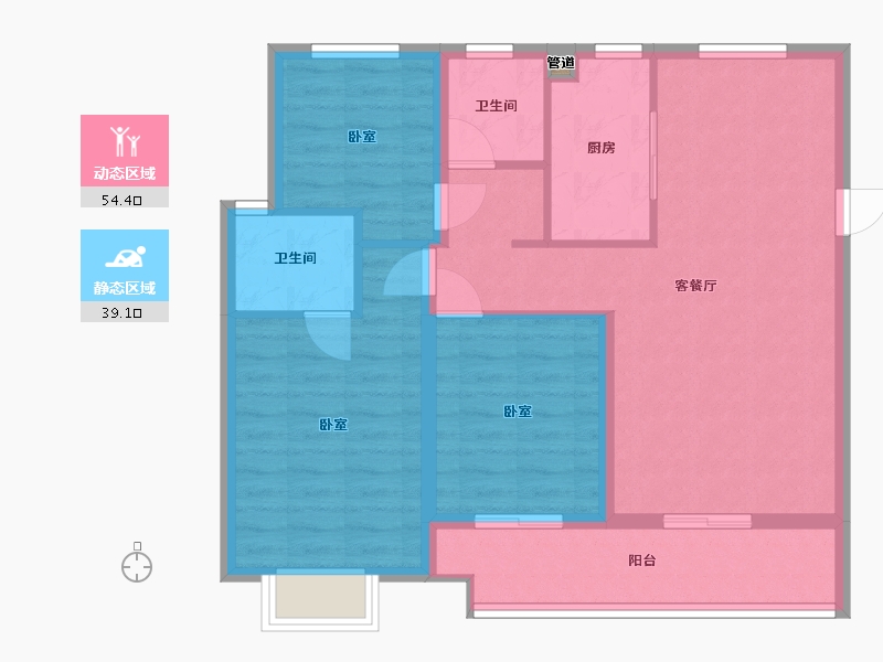 山西省-太原市-海唐金洲-83.95-户型库-动静分区