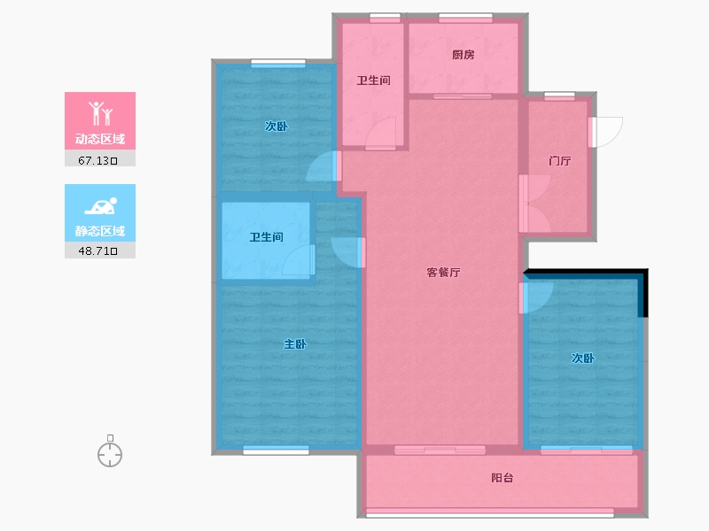 黑龙江省-牡丹江市-滨江壹號-104.30-户型库-动静分区