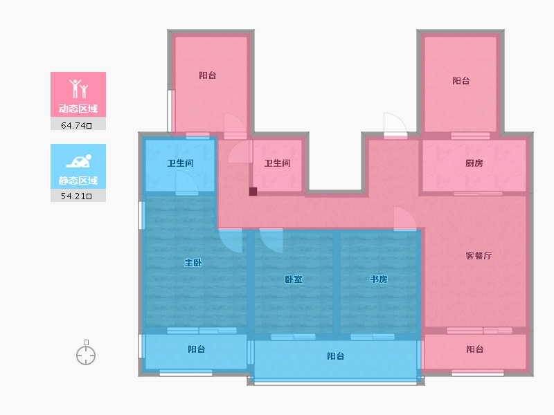 江苏省-无锡市-融创西羲里-104.45-户型库-动静分区