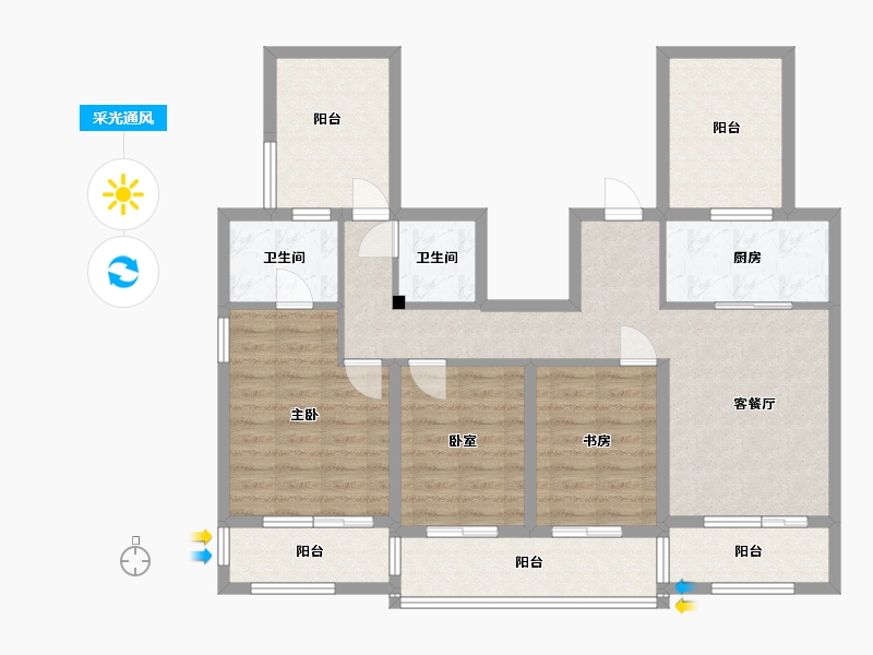 江苏省-无锡市-融创西羲里-104.45-户型库-采光通风