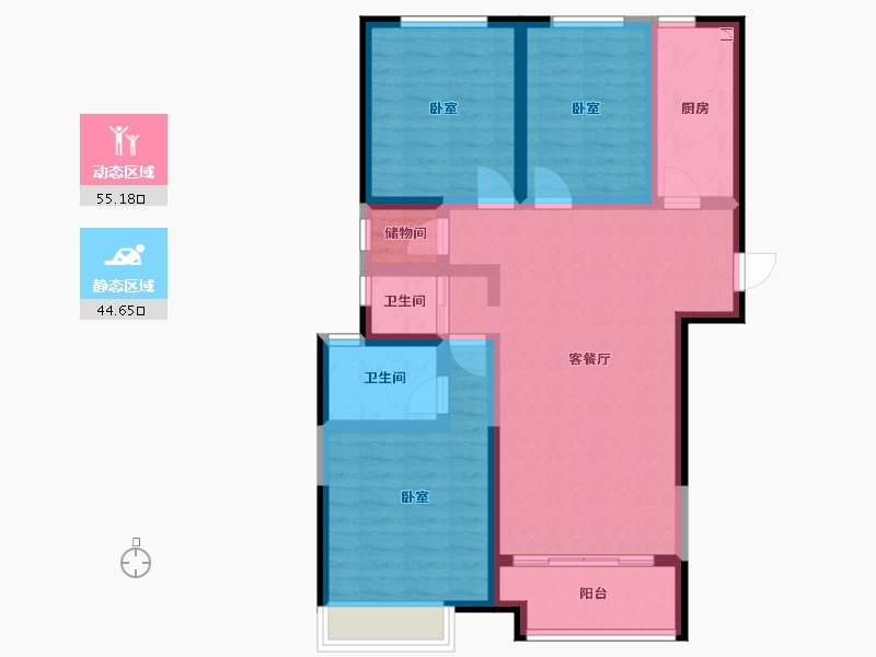 陕西省-渭南市-保利锦悦和府-88.00-户型库-动静分区