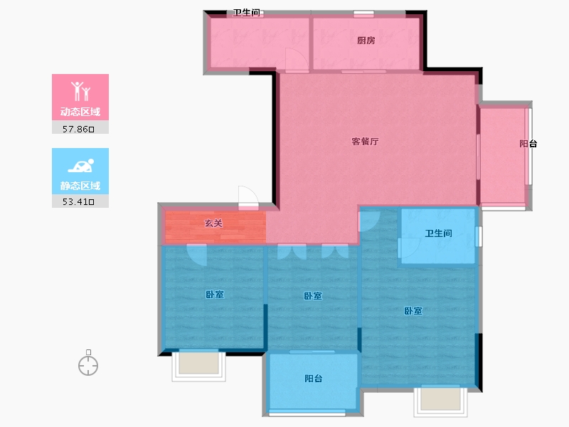 江苏省-无锡市-碧桂园金茂悦山-101.63-户型库-动静分区