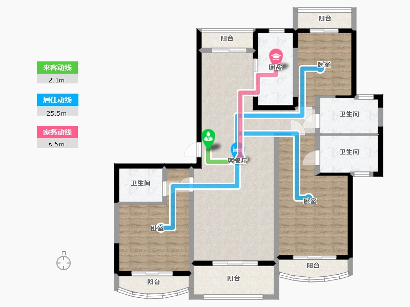 陕西省-渭南市-鸿基紫御观邸-133.41-户型库-动静线