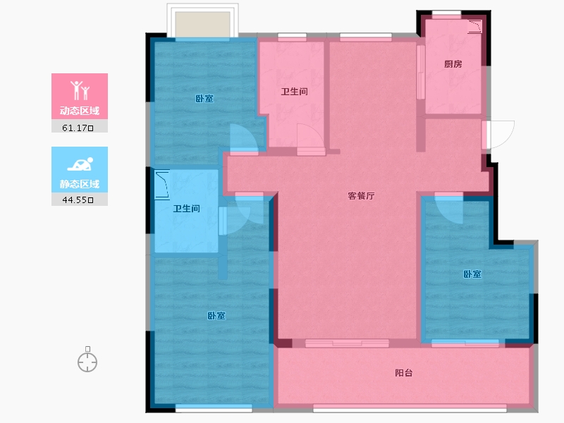 江苏省-无锡市-耘林生命公寓洋溪华庭-94.00-户型库-动静分区